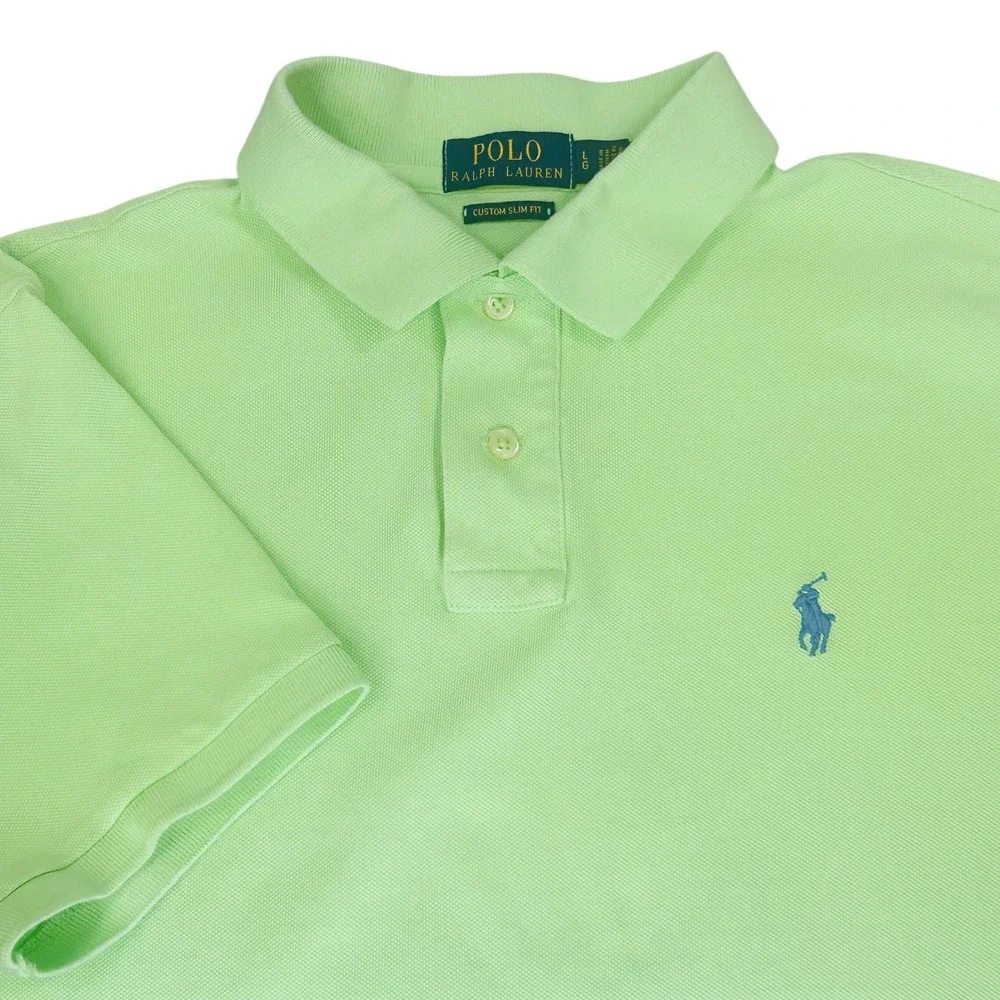 Polo Ralph Lauren Custom Slim Fit Polo Shirt Men L Lime Green Golf Preppy Sporty